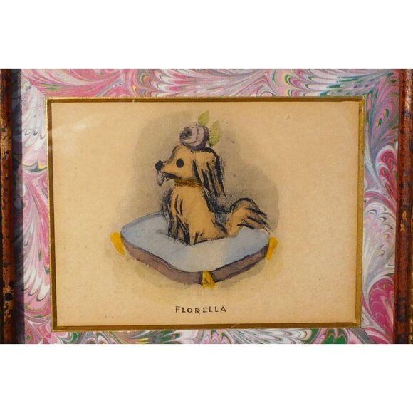 Helmut Hal Kramer Florella Print In Distressed Wood Frame With Marbled Border - Picture 5 of 7